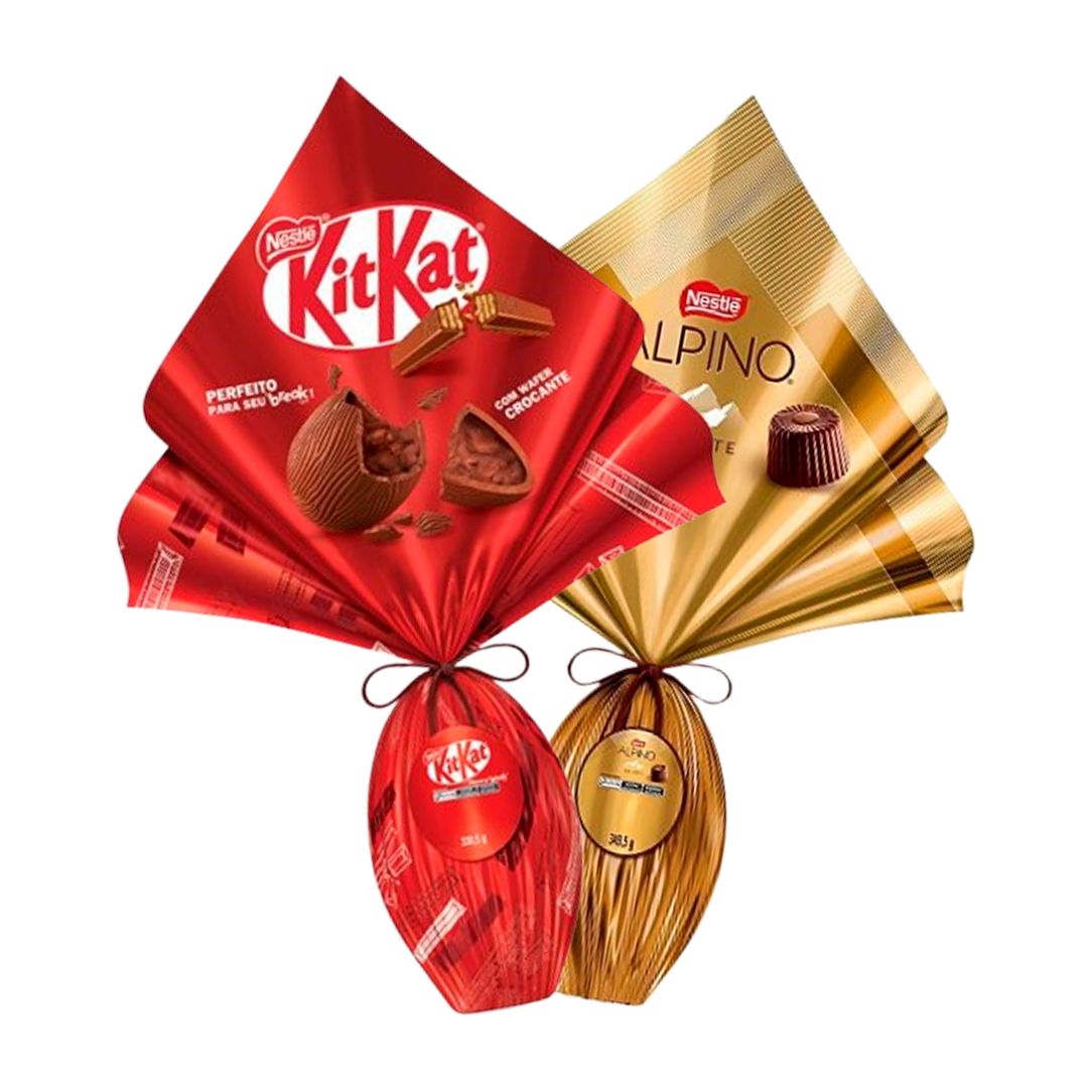 Ovo De Páscoa Nestlé Kit Kat 338,5gr E Alpino 349,5gr