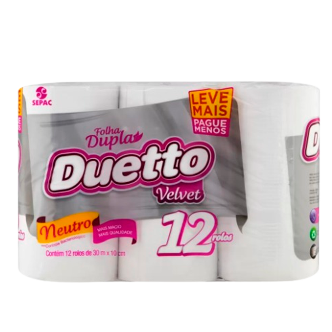 Papel Higiênico Duetto Velvet 30mt 12r