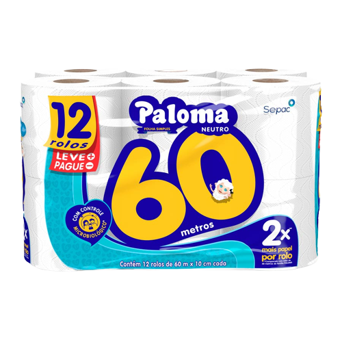 Papel Higiênico Paloma Neutro 60mt 12r
